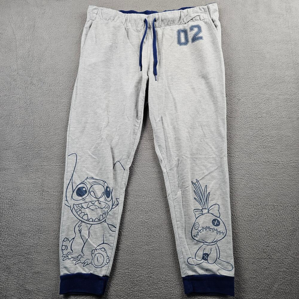 Lilo Stitch Joggers Lounge Pants Womens L Gray Pocket